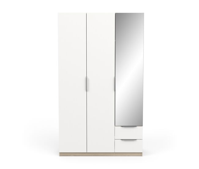 Armario 3 puertas, 2 cajones y 1 espejo ghost - l119,4 cm