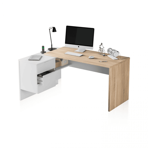 Mesa de trabalho Artik White (Branco mate) - Carvalho canadiano 145 x 73 x 102 cm