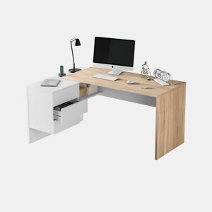Mesa de secretária com 2 gavetas 145x102 Work Artik White (Branco mate) - Carvalho canadiano 145 x 73 x 102 cm