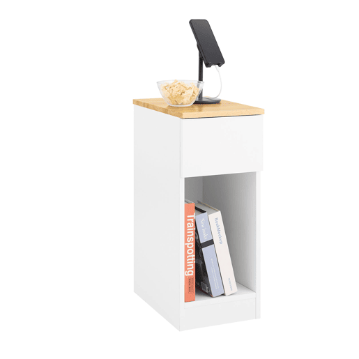 Mesa de apoio Mesa de cabeceira com 1 gaveta Mesa de sala de jantar com 1 compartimento aberto Branco 40 x 25 x 60 cm FBT111-II-WN SoBuy PT