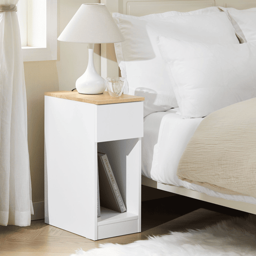 Mesa de apoio Mesa de cabeceira com 1 gaveta Mesa de sala de jantar com 1 compartimento aberto Branco 40 x 25 x 60 cm FBT111-II-WN SoBuy PT