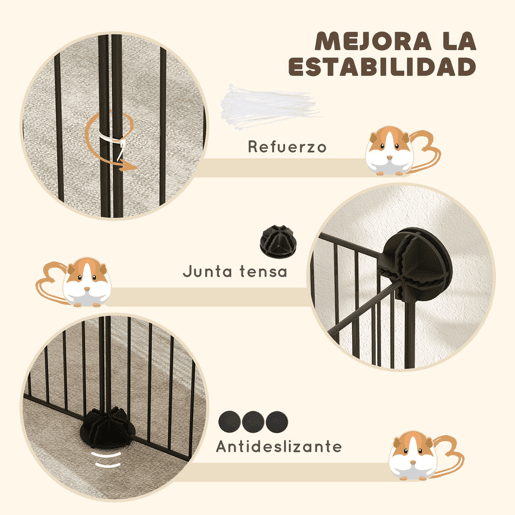 PawHut Recinto de Metal para Animais de Estimação Recinto Metálico com 12 Painéis para Pequenos Animais Desmontável DIY 140x70x35 cm Preto