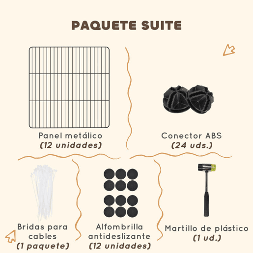 PawHut Recinto de Metal para Animais de Estimação Recinto Metálico com 12 Painéis para Pequenos Animais Desmontável DIY 140x70x35 cm Preto