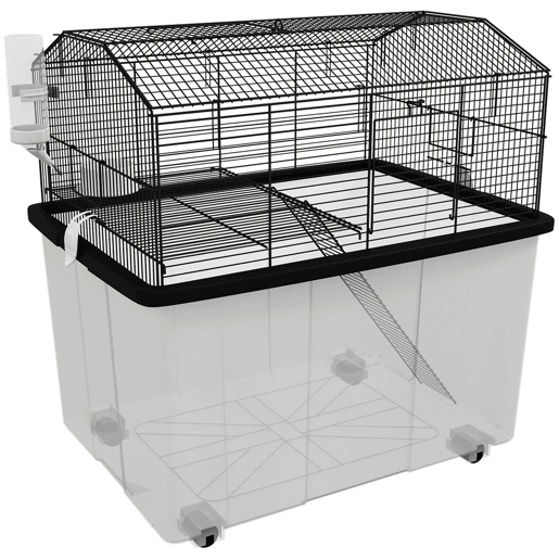 PawHut Gaiola para Hamsters Casa para Pequenos Roedores com Comedouro Bebedouro Rampa e Roda 57x43x57 cm Preto