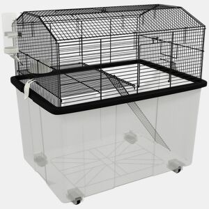 PawHut Gaiola para Hamsters Casa para Pequenos Roedores com Comedouro Bebedouro Rampa e Roda 57x43x57 cm Preto