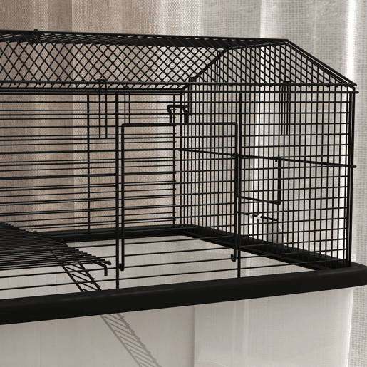 PawHut Gaiola para Hamsters Casa para Pequenos Roedores com Comedouro Bebedouro Rampa e Roda 57x43x57 cm Preto