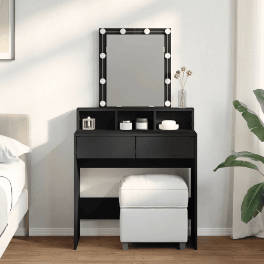 vidaXL Toucador com LED 80x41x144,5 cm preto