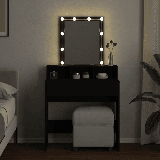 vidaXL Toucador com LED 80x41x144,5 cm preto