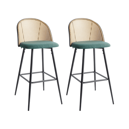 Conjunto de 2 bancos de bar CORNELL Metal Verde Conjunto de 2 bancos de bar CORNELL Metal Verde