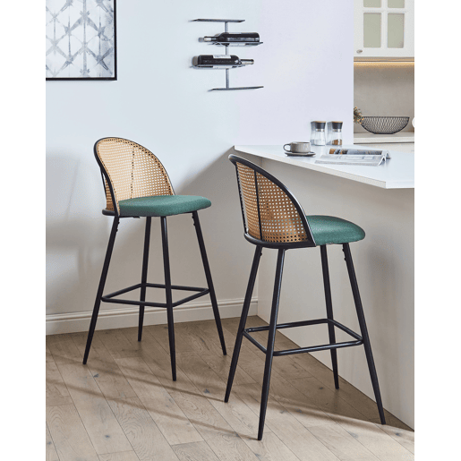 Conjunto de 2 bancos de bar CORNELL Metal Verde Conjunto de 2 bancos de bar CORNELL Metal Verde