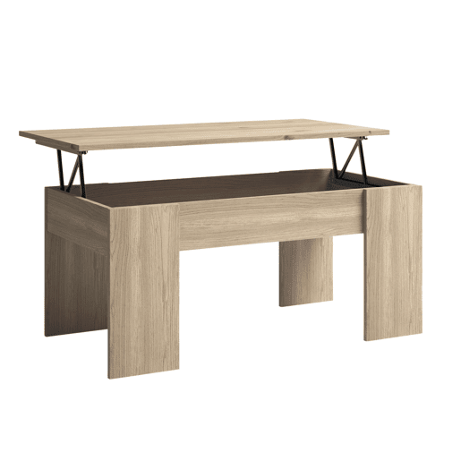 Pacote de móveis para sala de estar em branco fosco e carvalho natural com suporte para TV, mesa de centro e mesa de jantar extensível