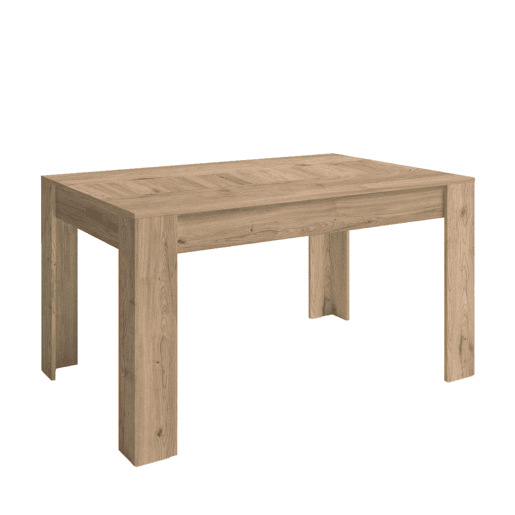 Pacote de móveis para sala de estar em branco fosco e carvalho natural com suporte para TV, mesa de centro e mesa de jantar extensível