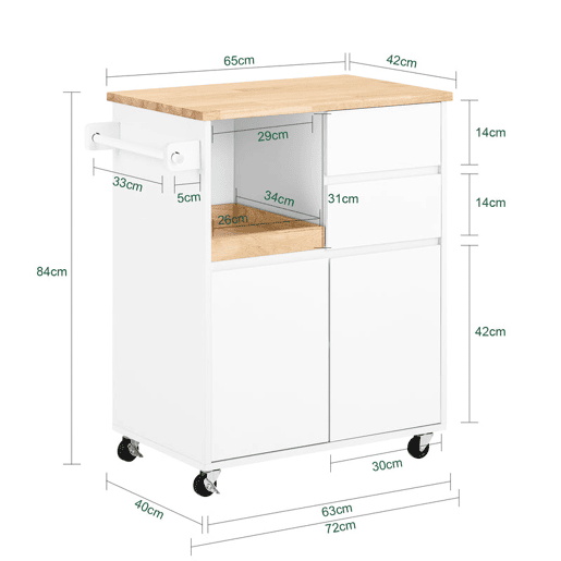 Carrinho de cozinha com 2 gavetas FKW123-WN SoBuy PT