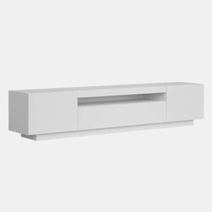 Móvel de TV Sami para Sala de Estar Estilo Contemporâneo Branco com 1 Gaveta, 2 Portas e 1 Espaço Aberto 200x41,6x37,3 cm