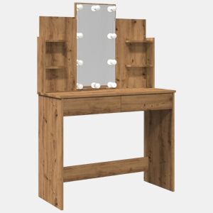 vidaXL Toucador com luzes LED 96x40x142 cm cor carvalho artisiano