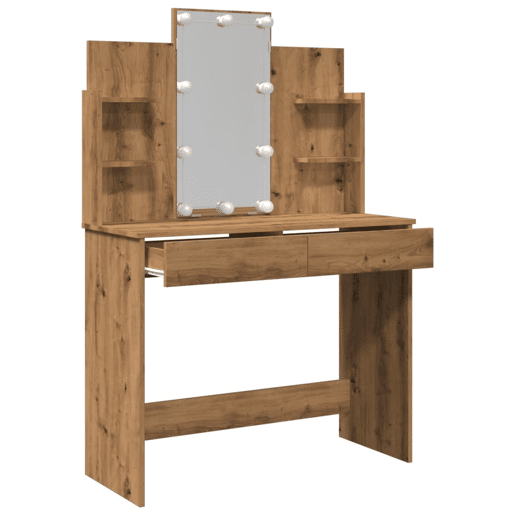 vidaXL Toucador com luzes LED 96x40x142 cm cor carvalho artisiano vidaXL Toucador com luzes LED 96x40x142 cm cor carvalho artisiano