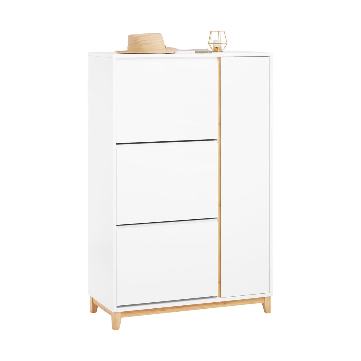 Sobuy fsr189-wn zapatero con 3 solapas y 1 puerta 80x34x122 cm blanco