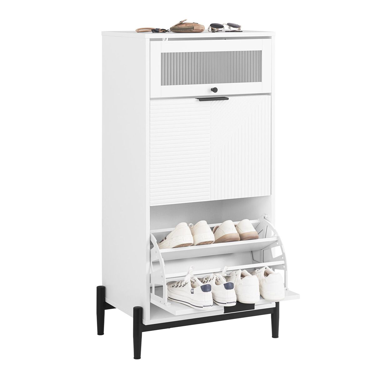 Sobuy fsb95-w zapatero con 2 puertas recibidor entrada l59xp40xh115 cm