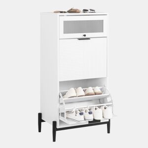 Sapateira com 2 portas Guarda-roupa Quarto Corredor Hall de entrada Hall de entrada Organizador de sapatos L59xP40xH115 cm FSB95-W SoBuy PT