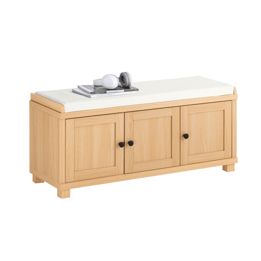Banco sapateira 3 portas e 4 compartimentos abertos, C104 x P35 x A47 cm, Natural FSR188-N SoBuy PT