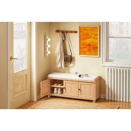 Banco sapateira 3 portas e 4 compartimentos abertos, C104 x P35 x A47 cm, Natural FSR188-N SoBuy PT