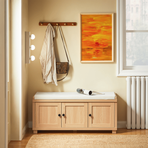 Banco sapateira 3 portas e 4 compartimentos abertos, C104 x P35 x A47 cm, Natural FSR188-N SoBuy PT