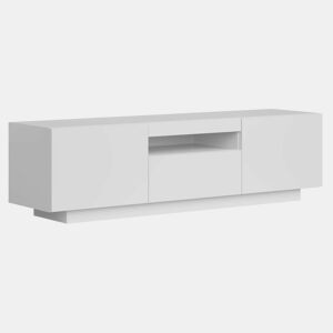 Móvel de TV Sami para Sala de Estar Estilo Contemporâneo Branco com 1 Gaveta, 2 Portas e Espaço Aberto no Centro 150x41,6x37,3 cm