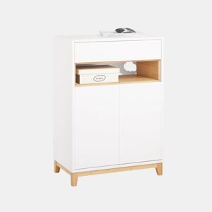 Aparador multifuncional com 1 gaveta, 1 compartimento e 2 portas, para corredor, sala de estar e cozinha, L60xD34xH85 cm FSB97-WN SoBuy PT