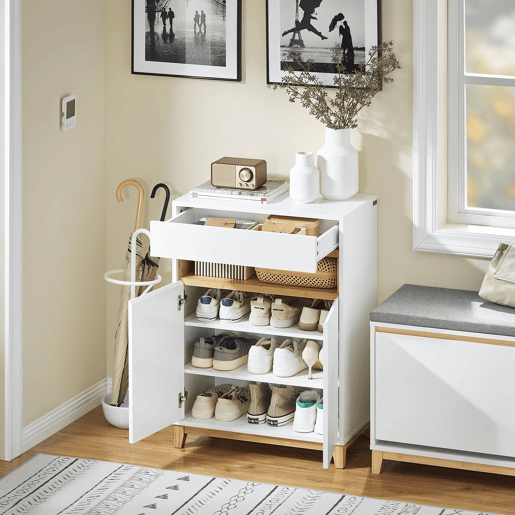 Aparador multifuncional com 1 gaveta, 1 compartimento e 2 portas, para corredor, sala de estar e cozinha, L60xD34xH85 cm FSB97-WN SoBuy PT Aparador multifuncional com 1 gaveta, 1 compartimento e 2 portas, para corredor, sala de estar e cozinha, L60xD34xH85 cm FSB97-WN SoBuy PT
