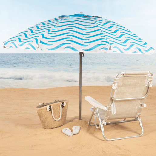Aktive Guarda-sol de praia à prova de vento de 8 nervuras ondas de 220 cm praia