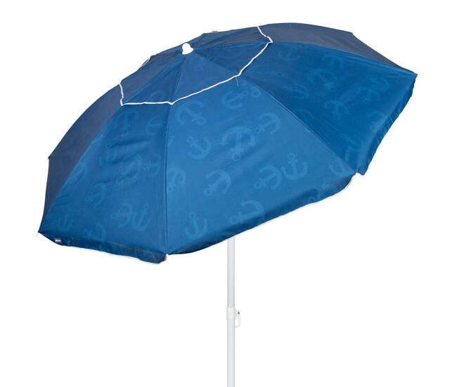 Aktive sombrilla de playa antiviento 8 varillas 220 cm azul con estampado anclas