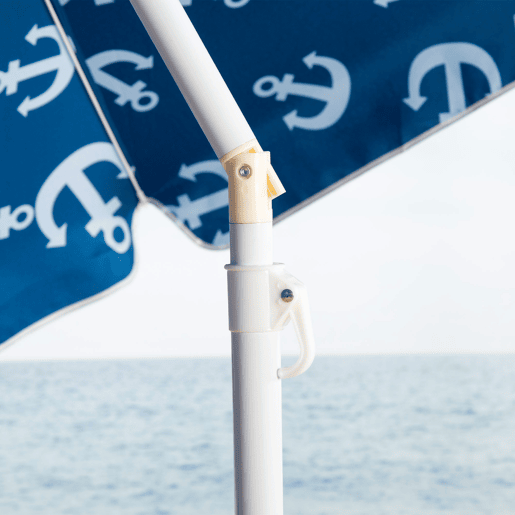 Aktive Guarda-sol de praia à prova de vento 8 varas 220 cm azul com estampado de âncora Aktive Guarda-sol de praia à prova de vento 8 varas 220 cm azul com estampado de âncora