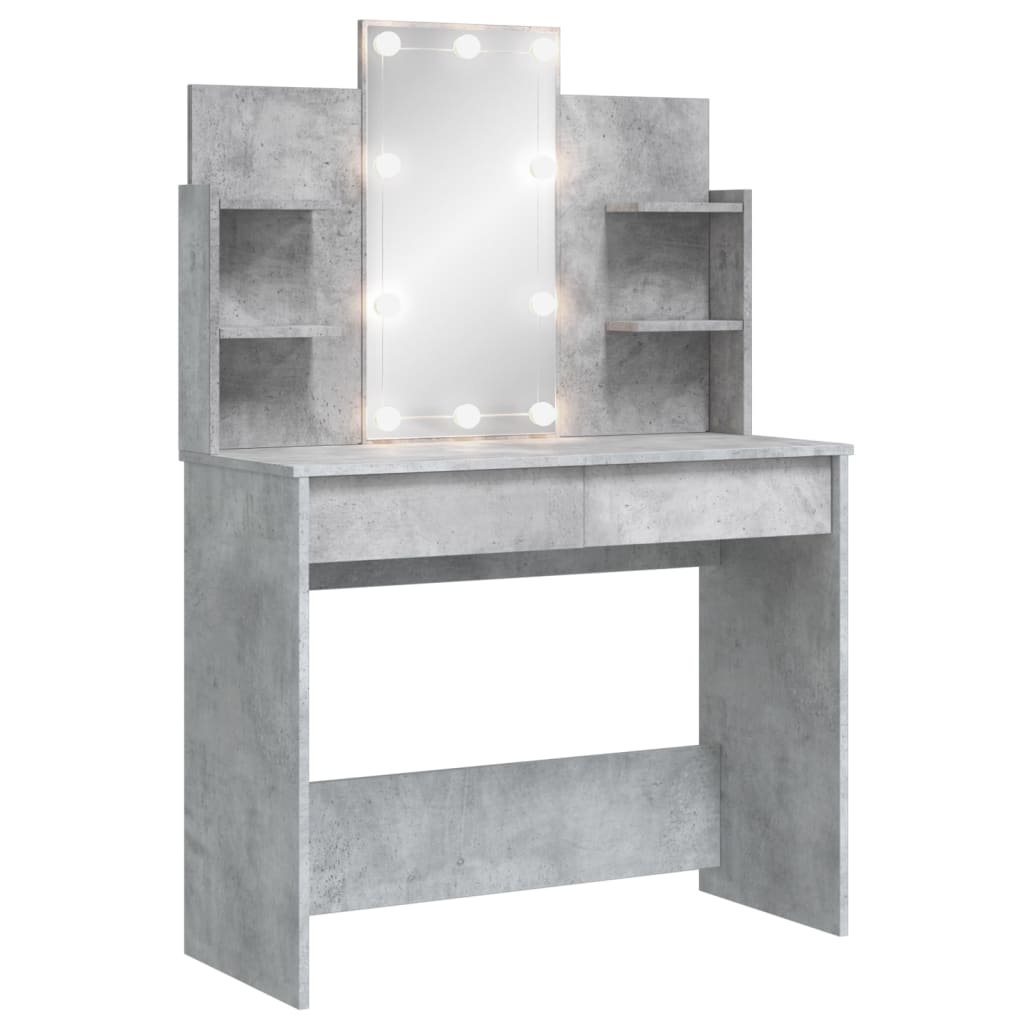 Vidaxl tocador con luces led gris hormigón 96x40x142 cm
