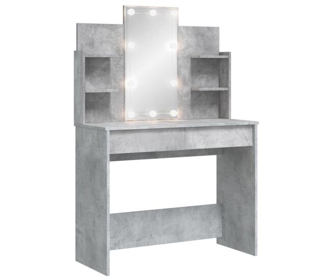Vidaxl tocador con luces led gris hormigón 96x40x142 cm
