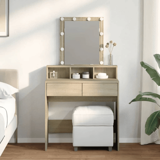 vidaXL Toucador com LED 80x41x144,5 cm carvalho sonoma