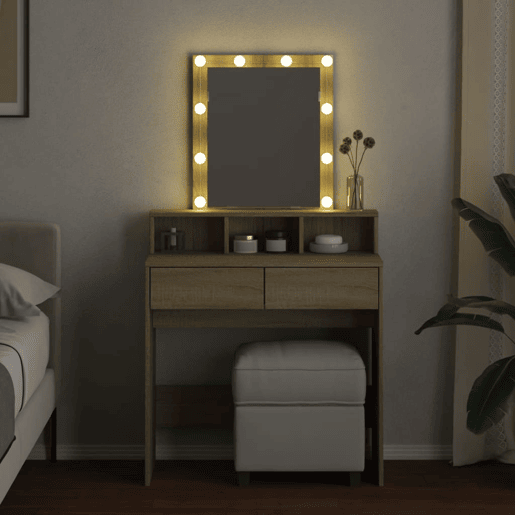 vidaXL Toucador com LED 80x41x144,5 cm carvalho sonoma