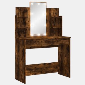 vidaXL Toucador com luzes LED 96x40x142 cm carvalho fumado