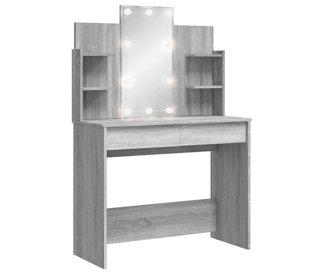 Vidaxl tocador con luces led gris sonoma 96x40x142 cm