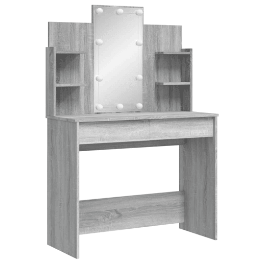 vidaXL Toucador com luzes LED 96x40x142 cm cinzento sonoma vidaXL Toucador com luzes LED 96x40x142 cm cinzento sonoma