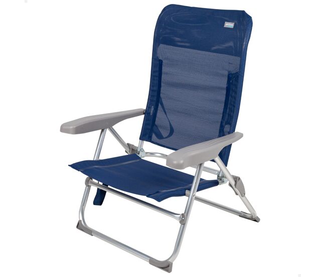 Silla de playa baja multiposición plegado Slim azul Aktive