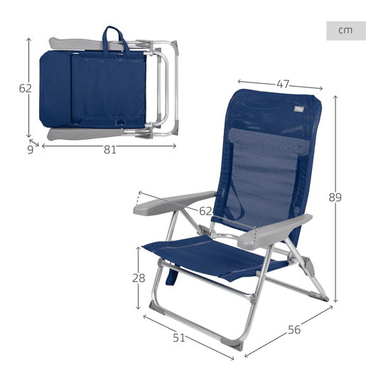 Cadeira de praia dobrável multiposições baixa blue Slim Aktive Cadeira de praia dobrável multiposições baixa blue Slim Aktive