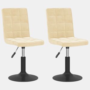 vidaXL Cadeiras de jantar giratórias 2 pcs veludo cor creme