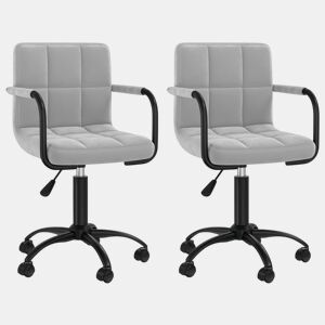 vidaXL Cadeiras de jantar giratórias 2 pcs veludo cinzento-claro