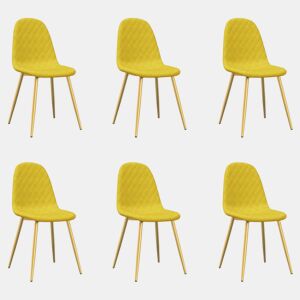 vidaXL Cadeiras de jantar 6 pcs veludo amarelo mostarda