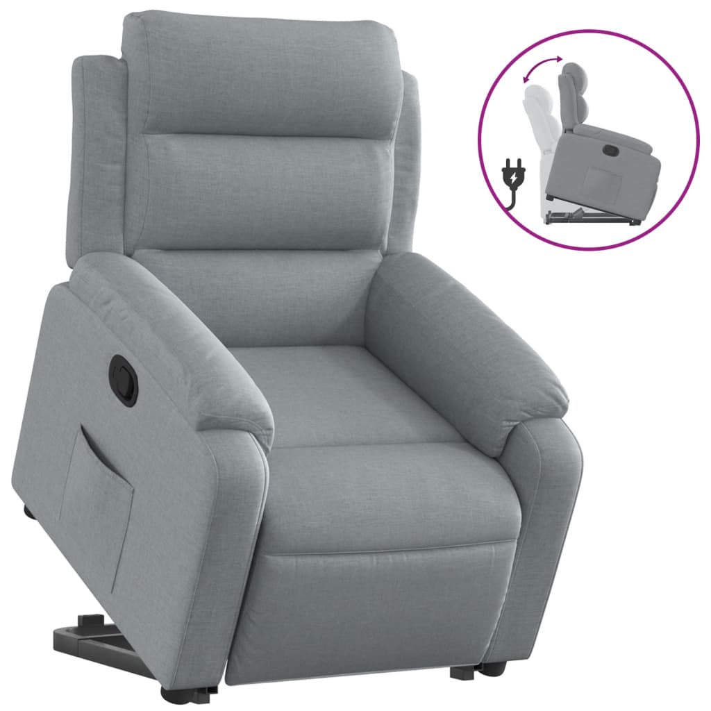 Vidaxl sillón reclinable elevable de tela gris claro