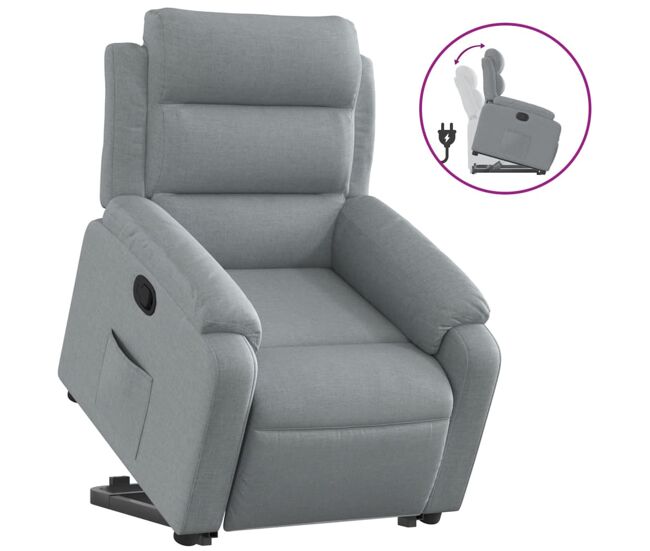 Vidaxl sillón reclinable elevable de tela gris claro