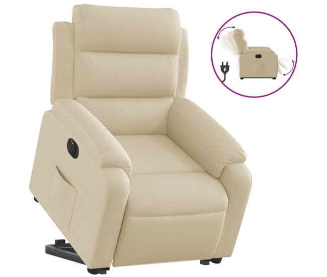 Vidaxl sillón eléctrico reclinable elevable de tela color crema