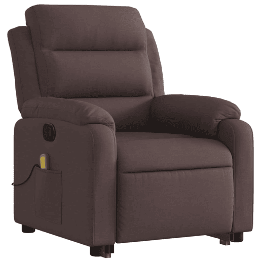 vidaXL Poltrona massagens reclinável elevatória tecido castanho-escuro vidaXL Poltrona massagens reclinável elevatória tecido castanho-escuro