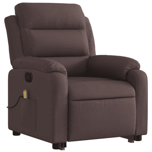 vidaXL Poltrona massagens reclinável elevatória tecido castanho-escuro vidaXL Poltrona massagens reclinável elevatória tecido castanho-escuro