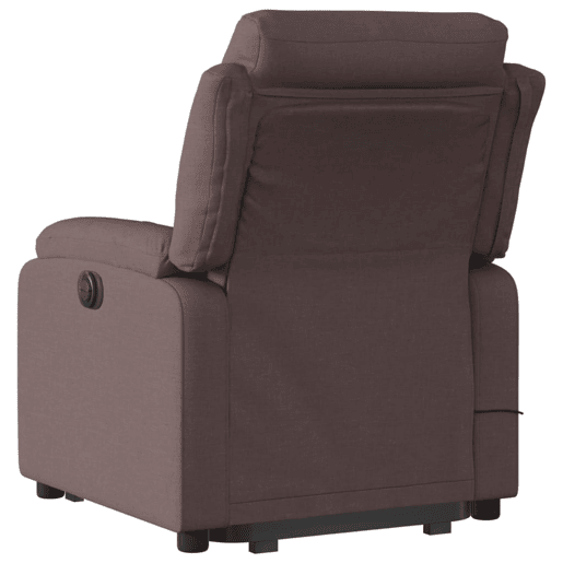 vidaXL Poltrona massagens reclinável elevatória tecido castanho-escuro vidaXL Poltrona massagens reclinável elevatória tecido castanho-escuro